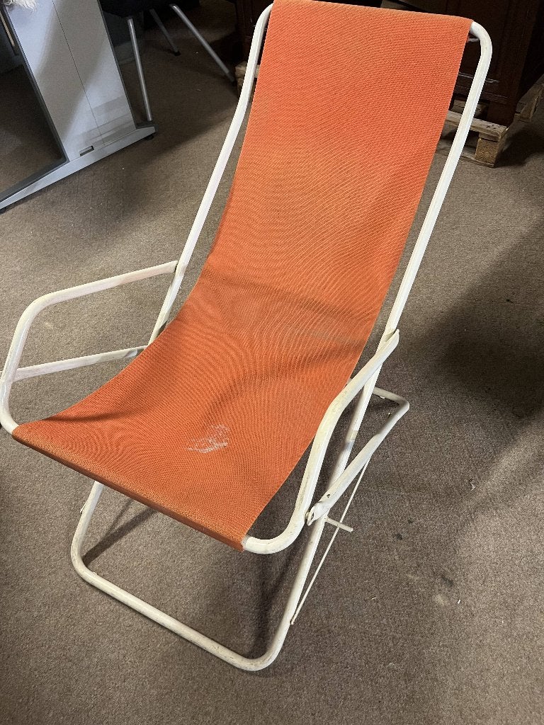 Vintage ligstoel, Ophalen, Gebruikt, Textileen, Inklapbaar