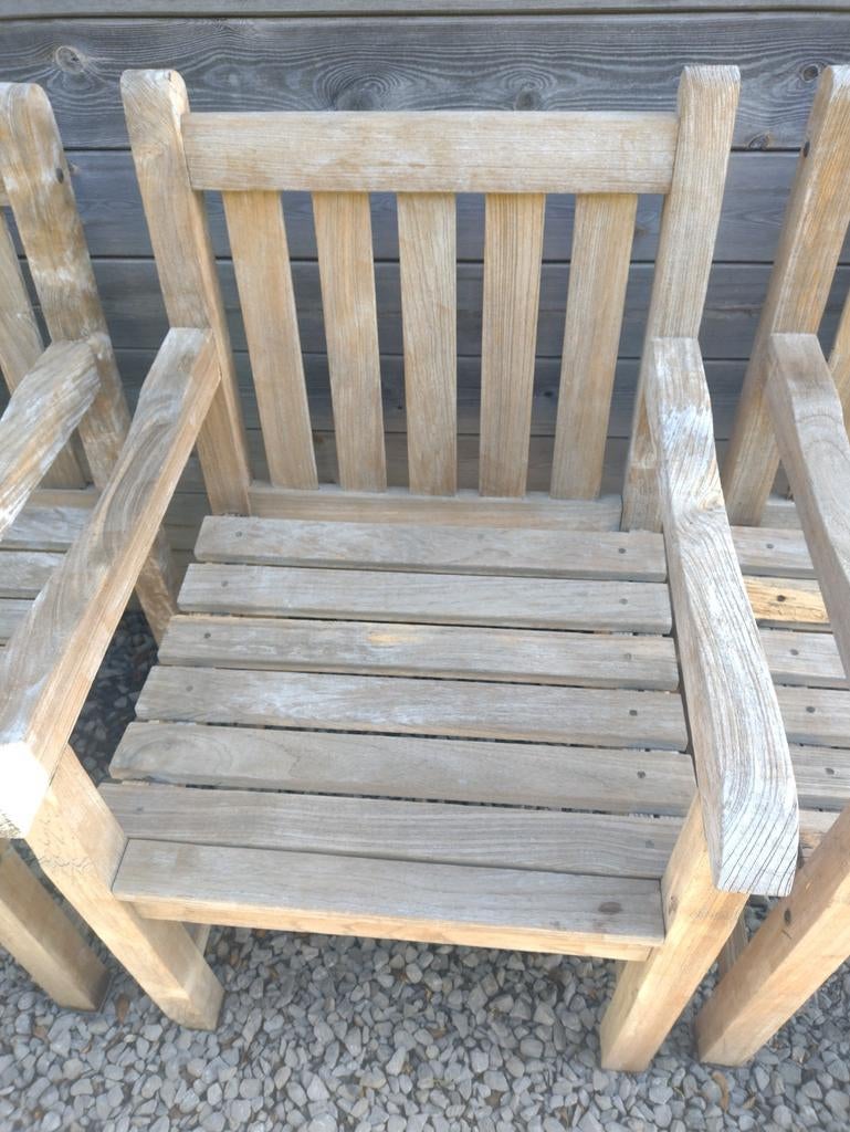 4 zware teaken terras stoelen-zetels LORD, Tuin en Terras, Ophalen
