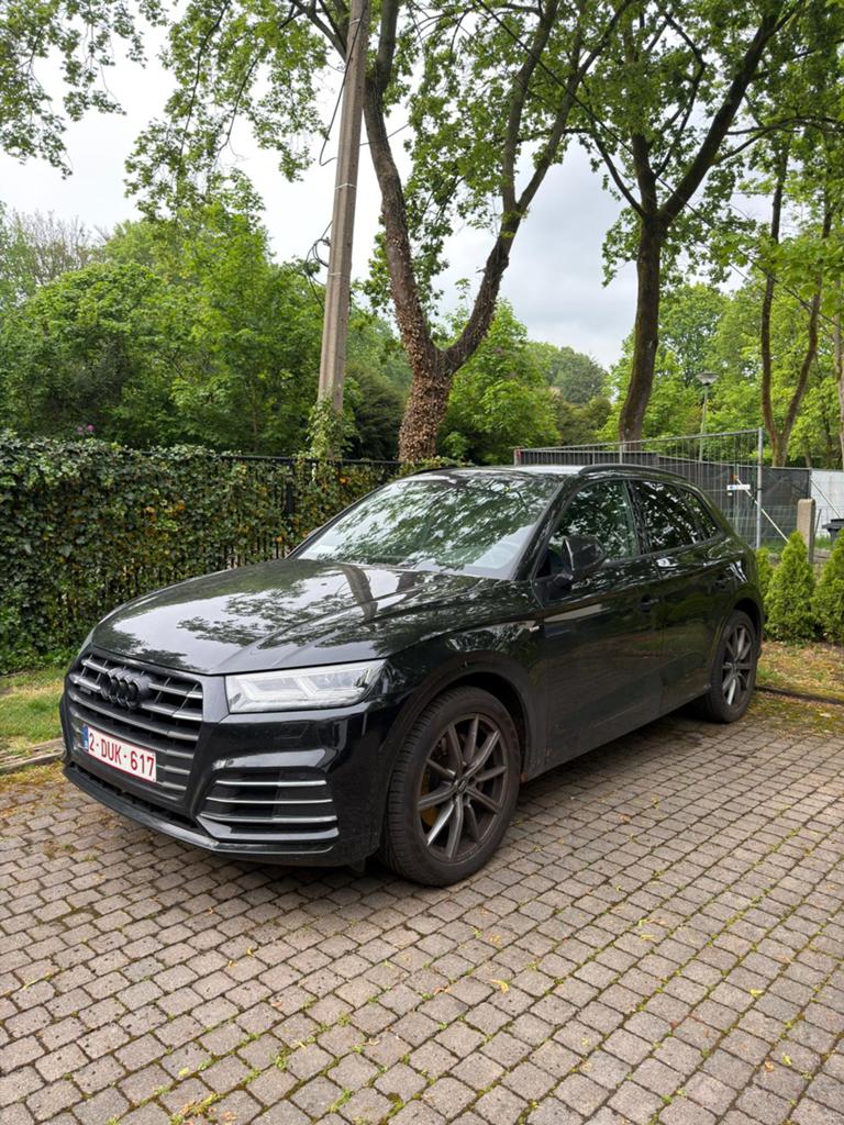 Audi Q5 5.5 TFSle 2019 S-Line, Auto's, Audi, Q5, Zwart, Leder, 5 deurs