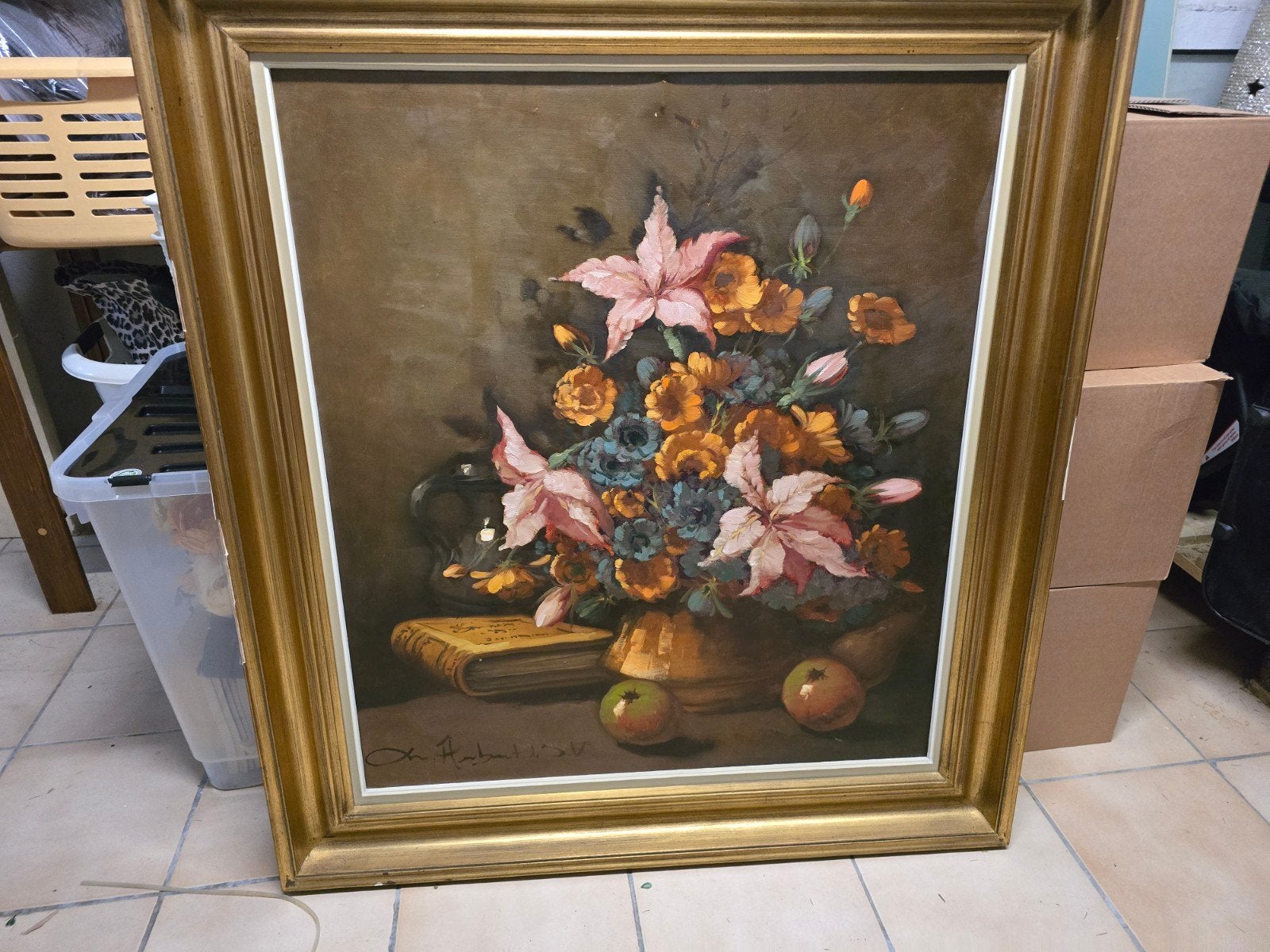 Belle peinture à l'huile Nature morte — Ch.Huberty, Antiquités & Art, Peinture à l'huile, Signé, Enlèvement, Toile