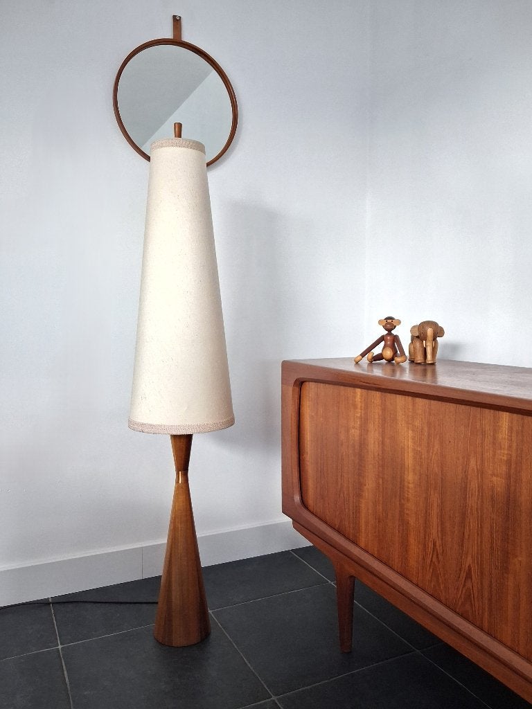 Diabolo retro jaren 60 vloerlamp, Parker Knoll lamp, Ophalen, Hout, 150 cm, Lamp