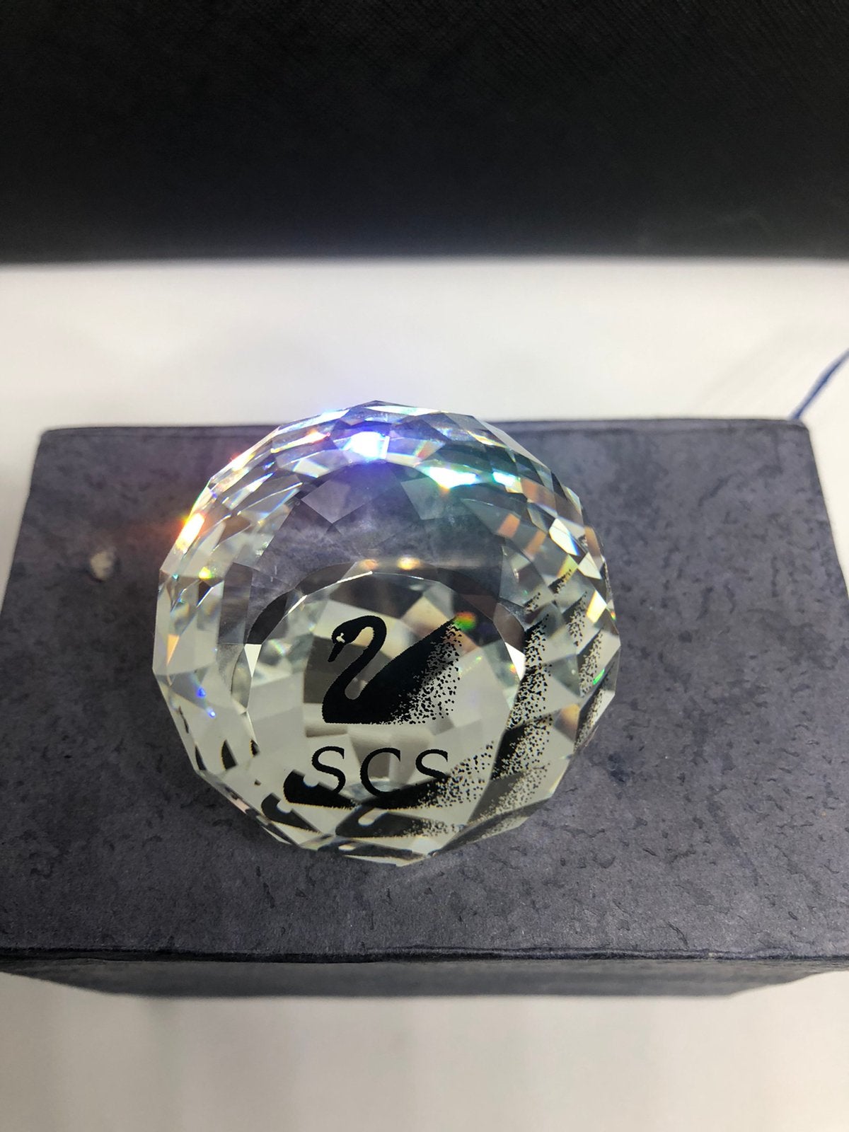 Presse-papiers vintage en cristal Swarovski, logo Swan SCS, Enlèvement ou Envoi, Comme neuf, Autres types
