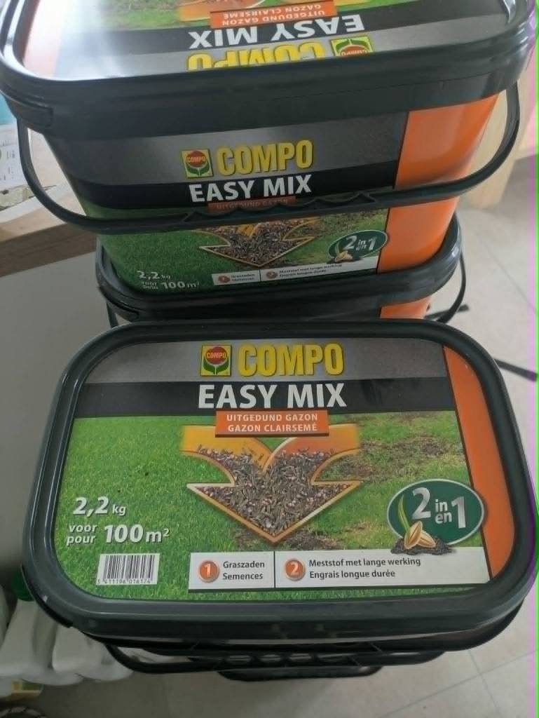 Grasvoeding met zaad 2,2kg - Compo Easy Mix, Tuin en Terras, Ophalen of Verzenden, Nieuw, 20 m² of meer, Gras