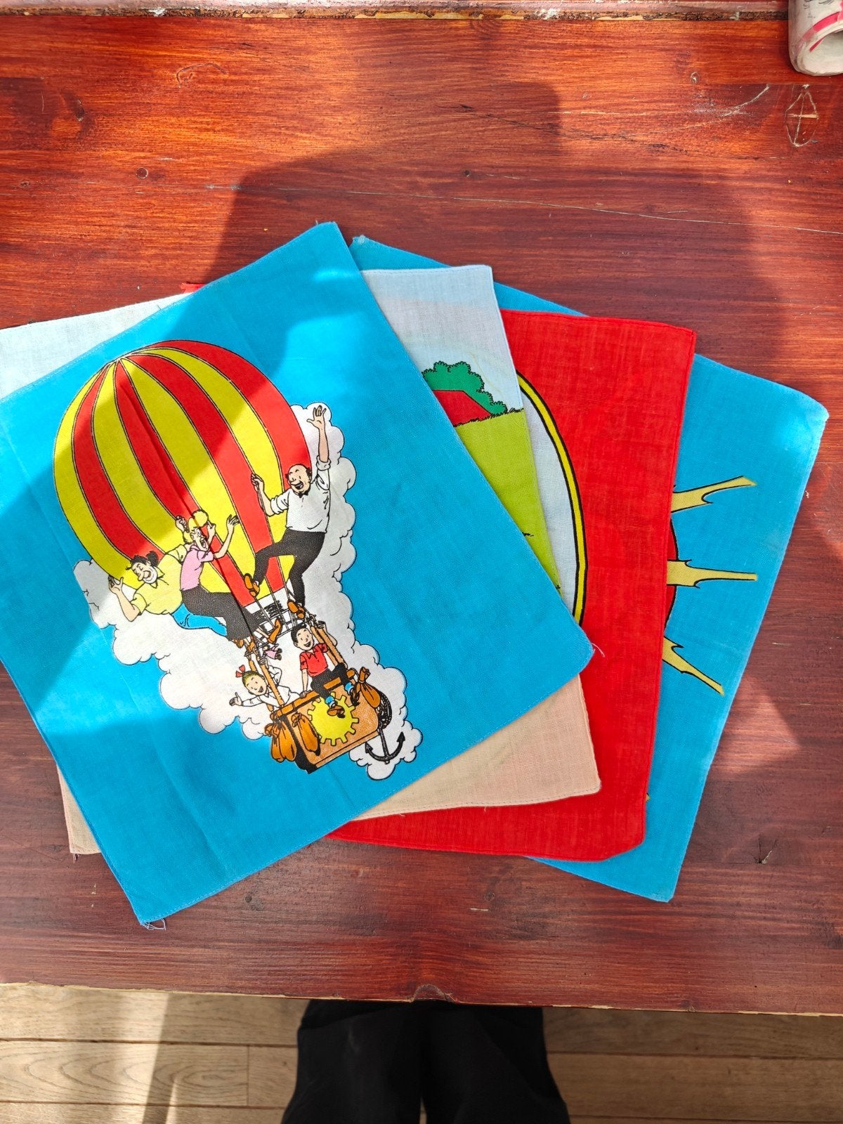 Kinderzakdoekjes Suske en Wiske, 4 stuks, vintage, Antiek en Kunst, Ophalen of Verzenden