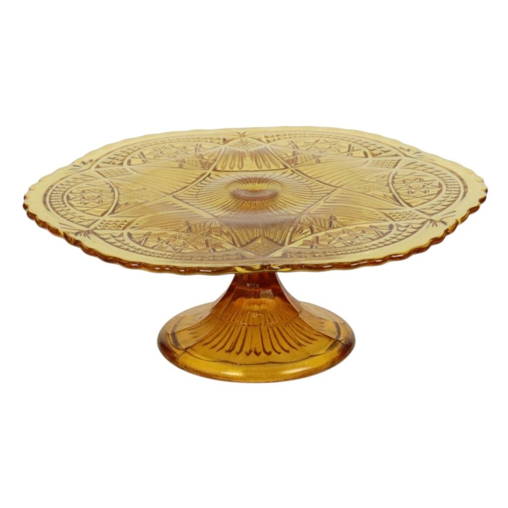 Vintage Art Deco Amber Taartplateau Gebak Schaal 32cm, Ophalen of Verzenden