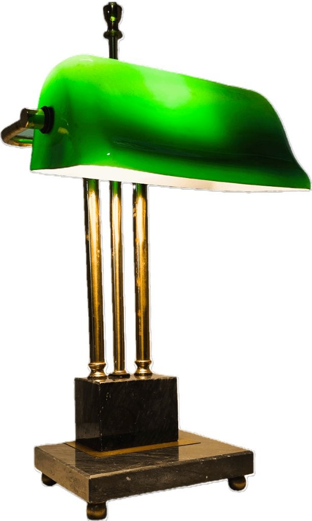 Notarislamp, Bankierslamp, bureellamp met marmer., Glas, Ophalen of Verzenden, Zo goed als nieuw, .