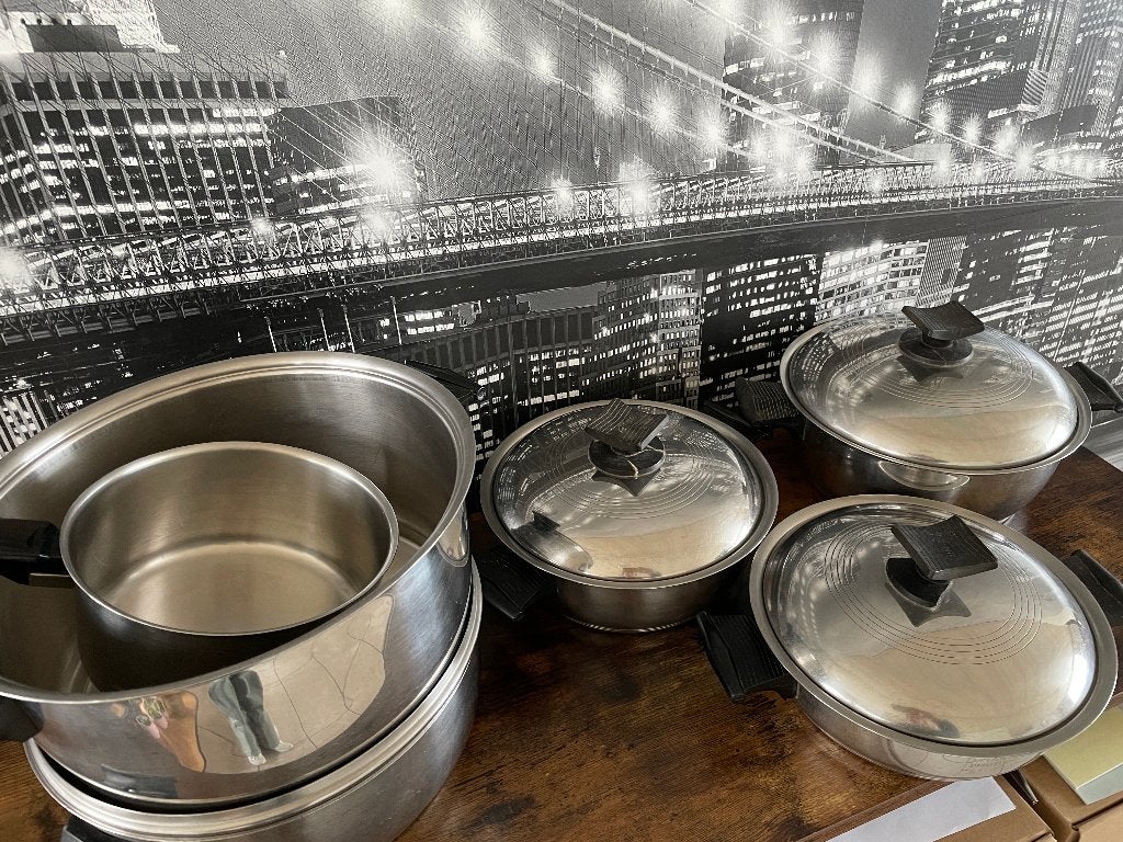 set INOX Kookpotten, Huis en Inrichting, Keuken | Potten en Pannen, Ophalen, Inox, Gebruikt, Pannenset
