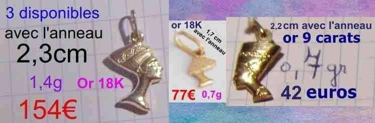 Pendentif de buste / tête de Néfertiti en or 18 ou 9K, NEUF, Neuf, Enlèvement ou Envoi, Or, Autres représentations