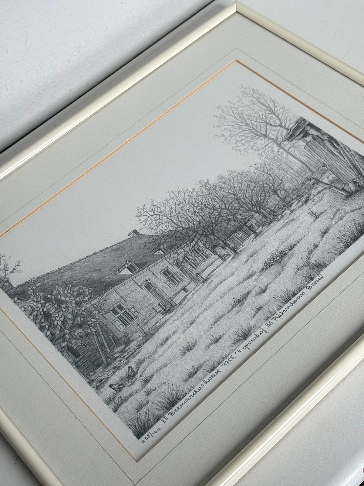 Ingetekende ets Bernardushoeve Bazel Kamiel Van Mieghem, 31 cm, Ophalen of Verzenden, Gesigneerd, 39 cm