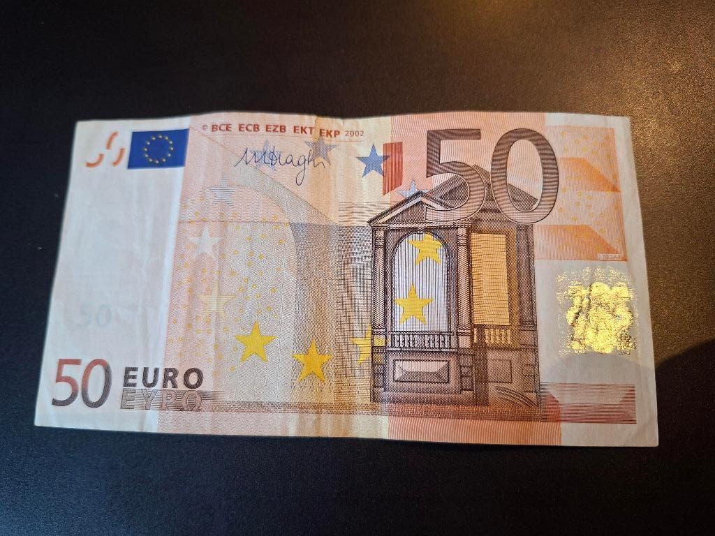 2002 Italië 50 euro oude serie Draghi code J102, Verzenden, Italië, 50 euro, Los biljet