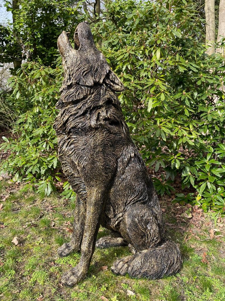 Statue de loup, salon, terrasse, jardin, 120 cm, Enlèvement, Neuf, Synthétique, Animal