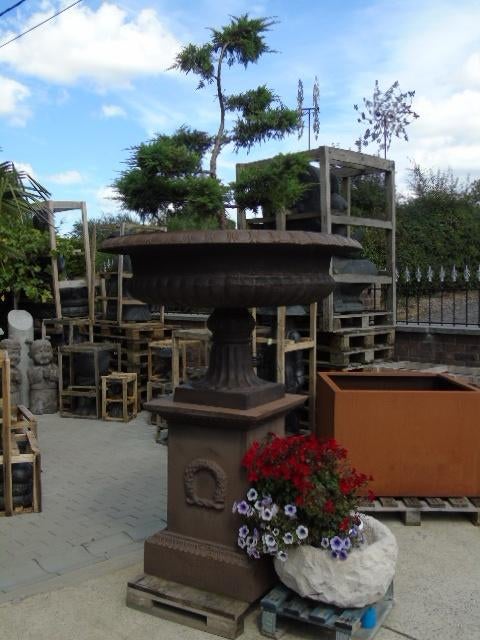 jardinière vasque en fonte pat brun + socle ... modèle XXL !, Jardin & Terrasse, Vases de jardin, Neuf, Enlèvement