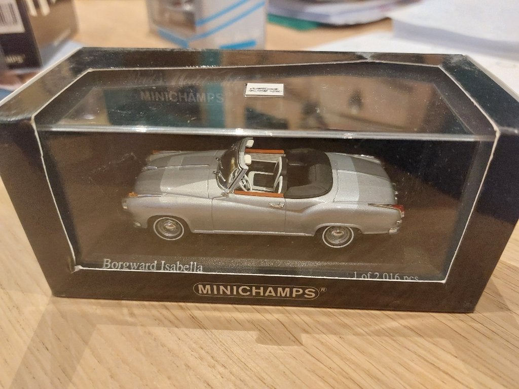 Borgward Isabella coupé cabriolet de 1959 silver, Enlèvement ou Envoi, Neuf, Voiture, MiniChamps