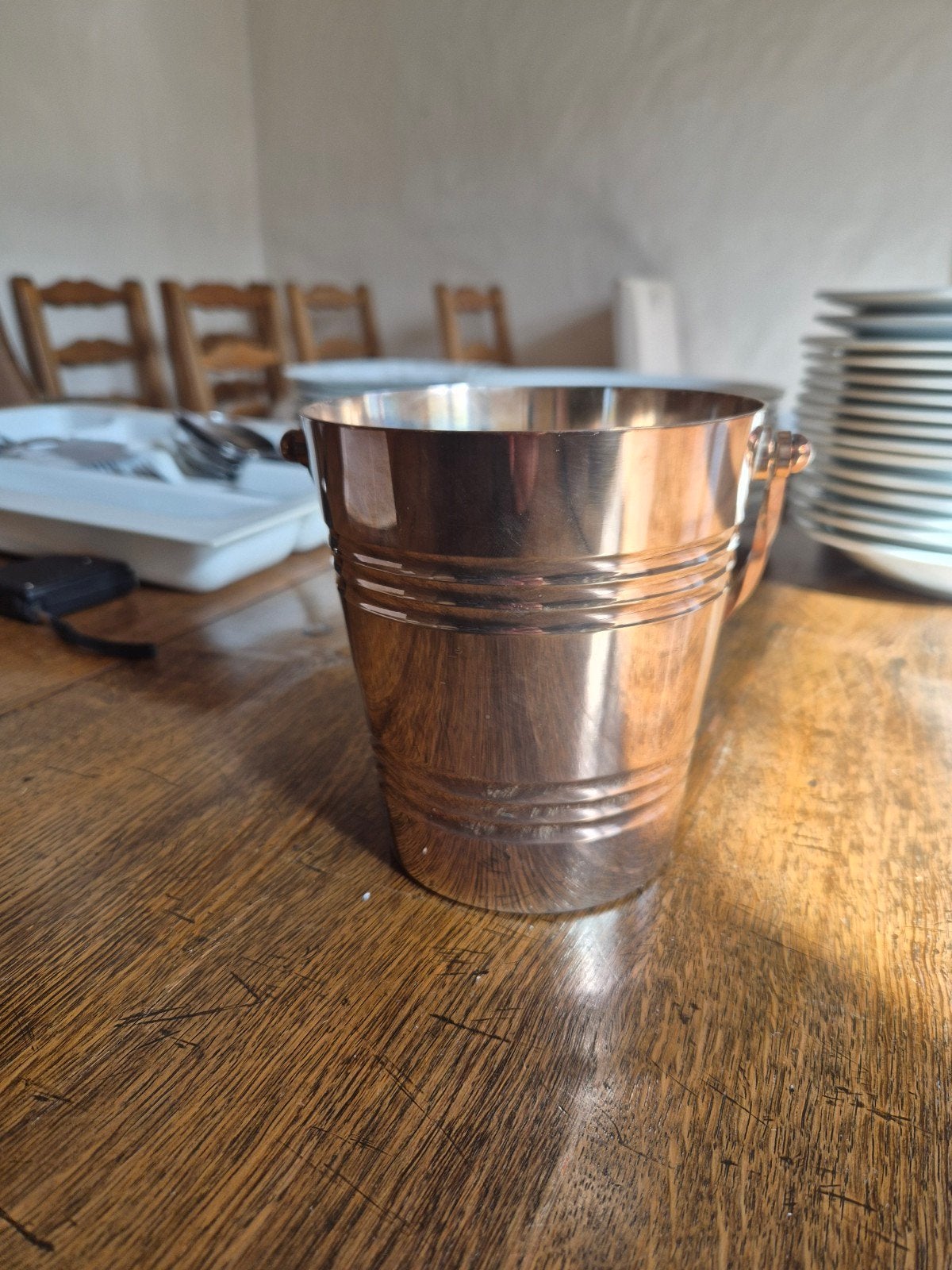 Vintage art deco ijsemmer/wijnkoeler + tang, Antiek en Kunst, Ophalen