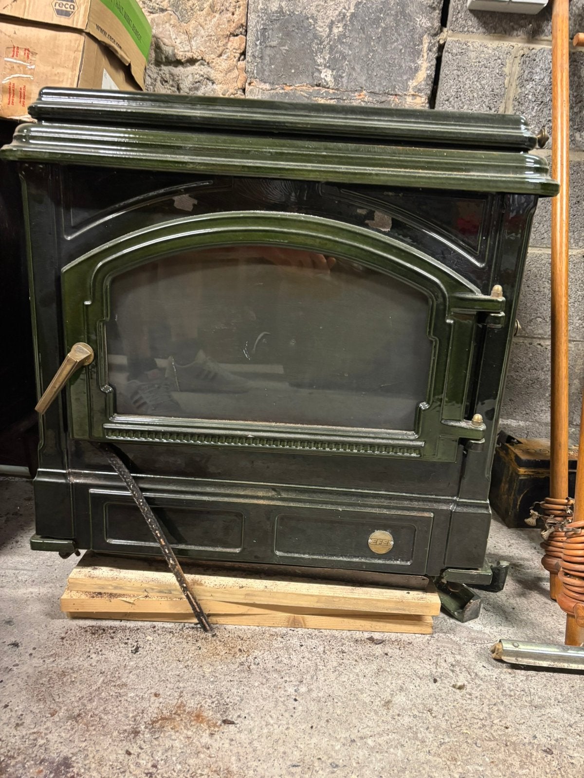Poele effel mazout, Maison & Meubles, Poêles, Enlèvement, Utilisé, Autoportant