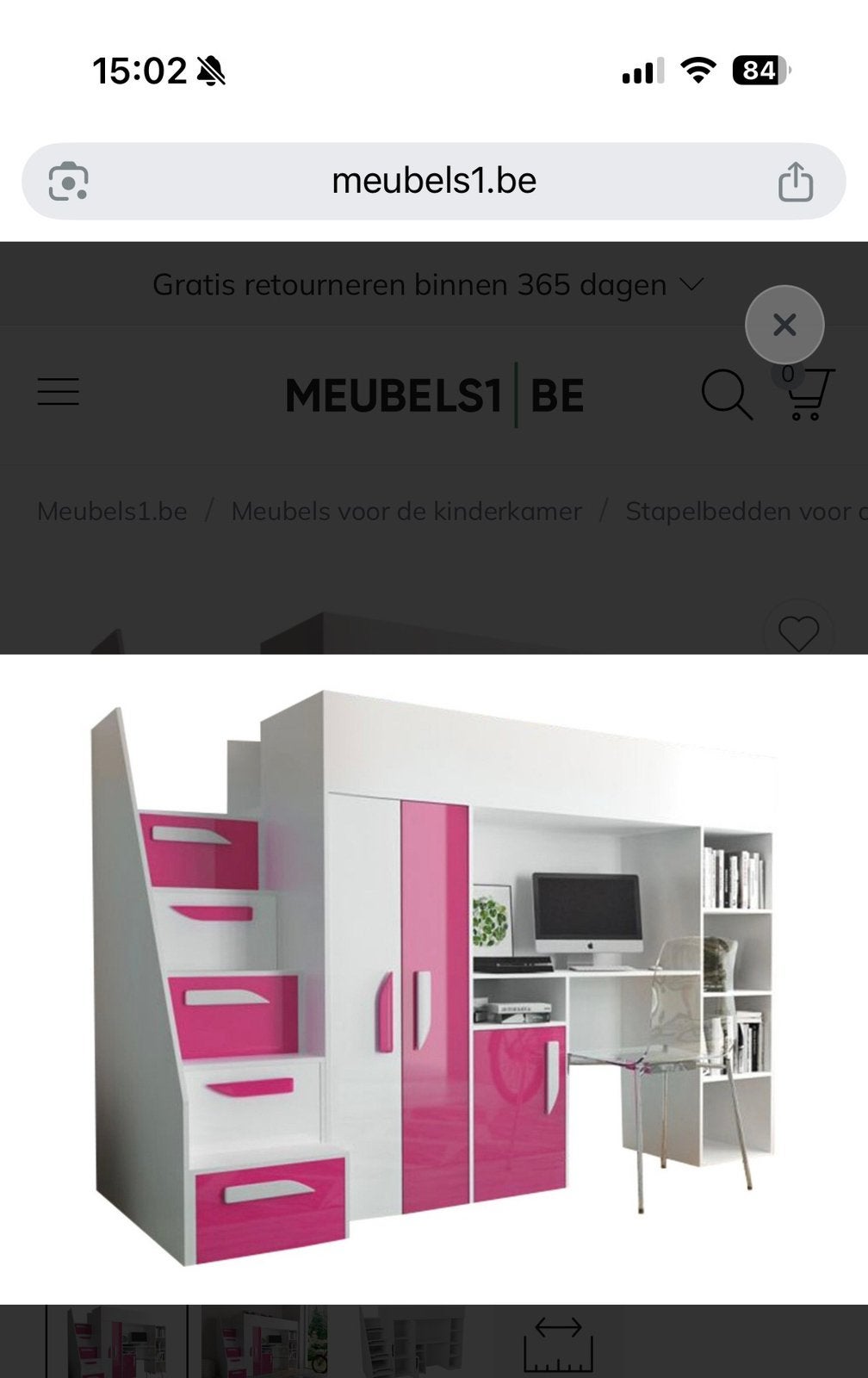 2 x hoogslaper met bureau. Ook beschikbaar in zwart., Kinderen en Baby's, Kinderkamer | Stapelbedden en Hoogslapers, Ophalen, Zo goed als nieuw