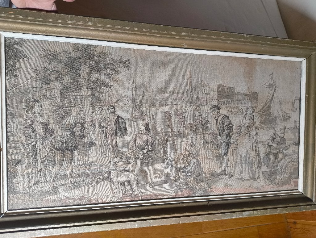 Prachtig groot vintage wandtapijt - Venetiaans tafereel, Antiek en Kunst, Ophalen