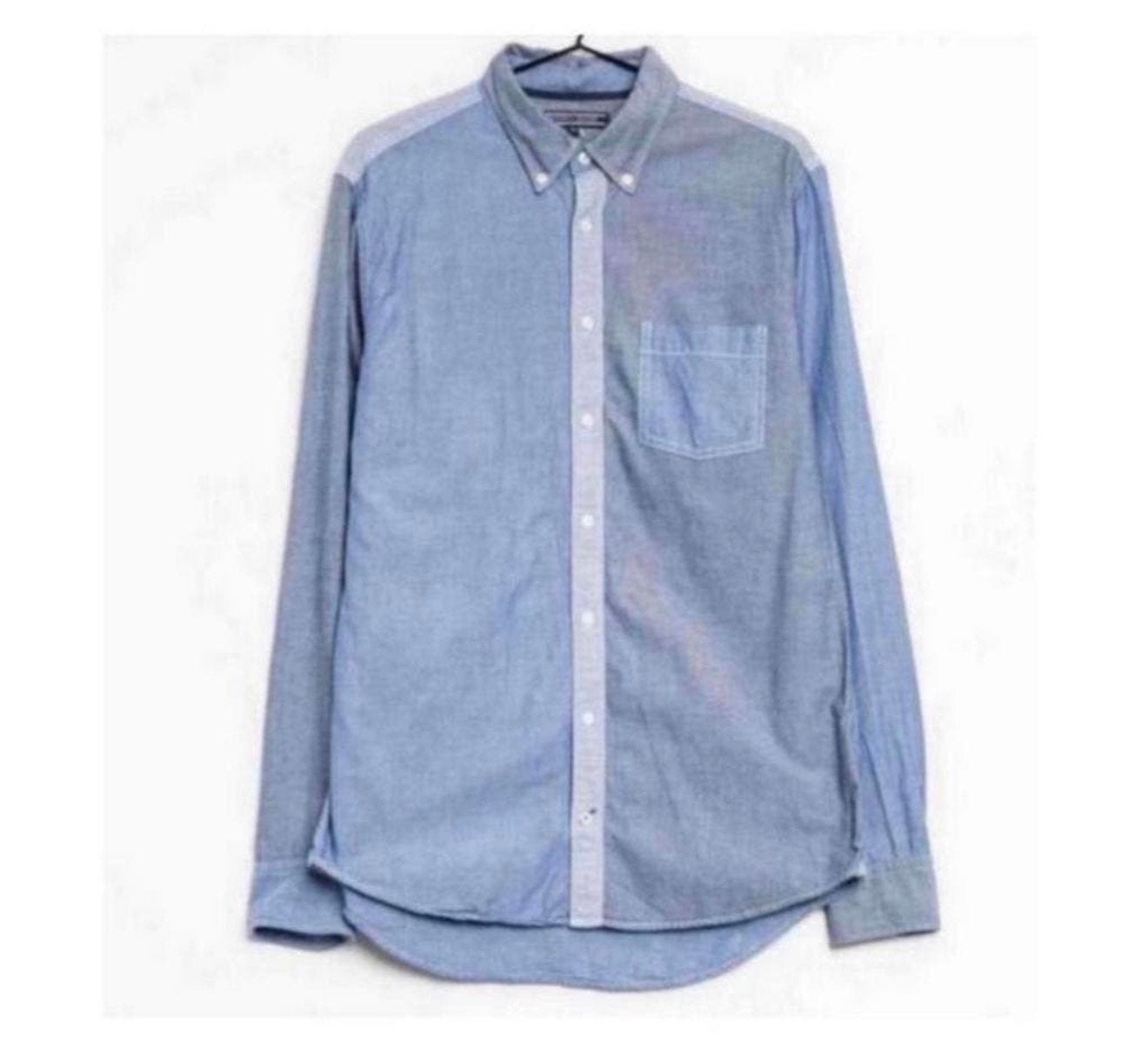 Tommy Hilfinger overhemd poloshirt vest 2XL xxl blauw-grijs, Kleding | Heren, Overhemden, Ophalen of Verzenden, Zo goed als nieuw