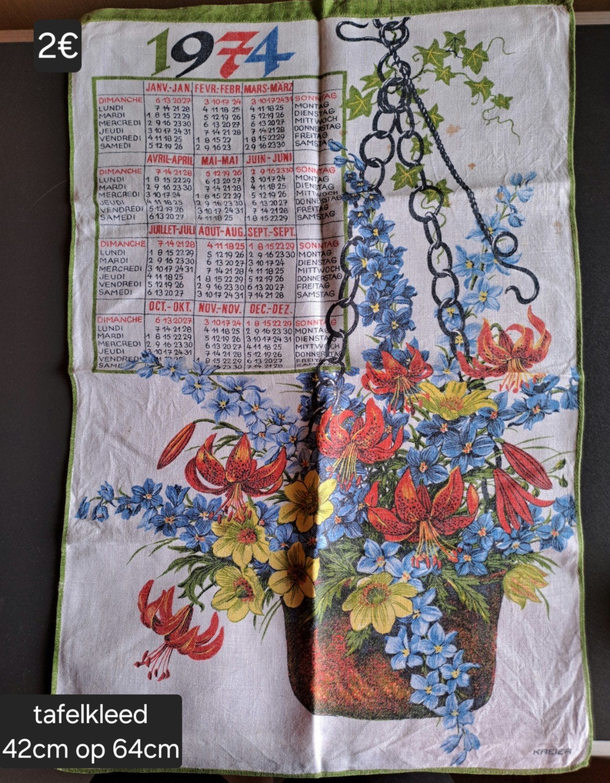 vintage tafelkleed 1974, Nappe, Enlèvement