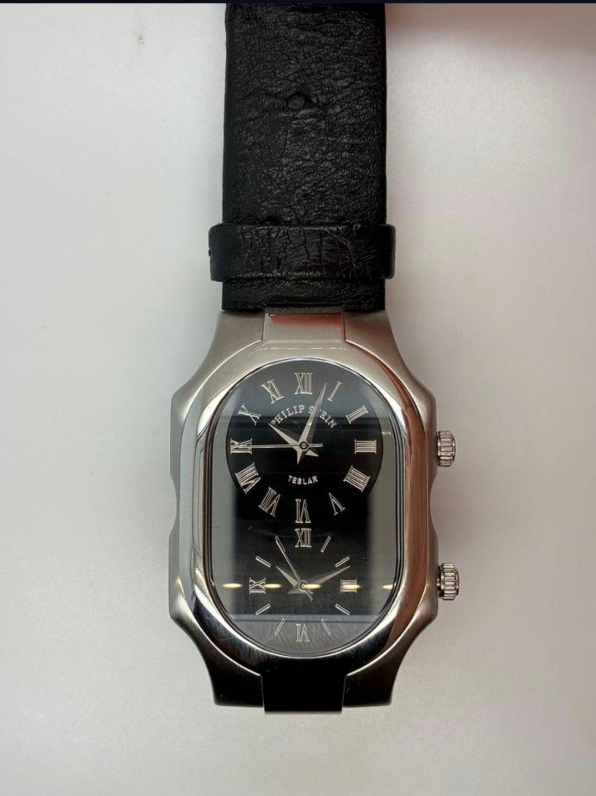 Philip stein Teslar, Handtassen en Accessoires, Overige merken, Leer, Staal, Polshorloge