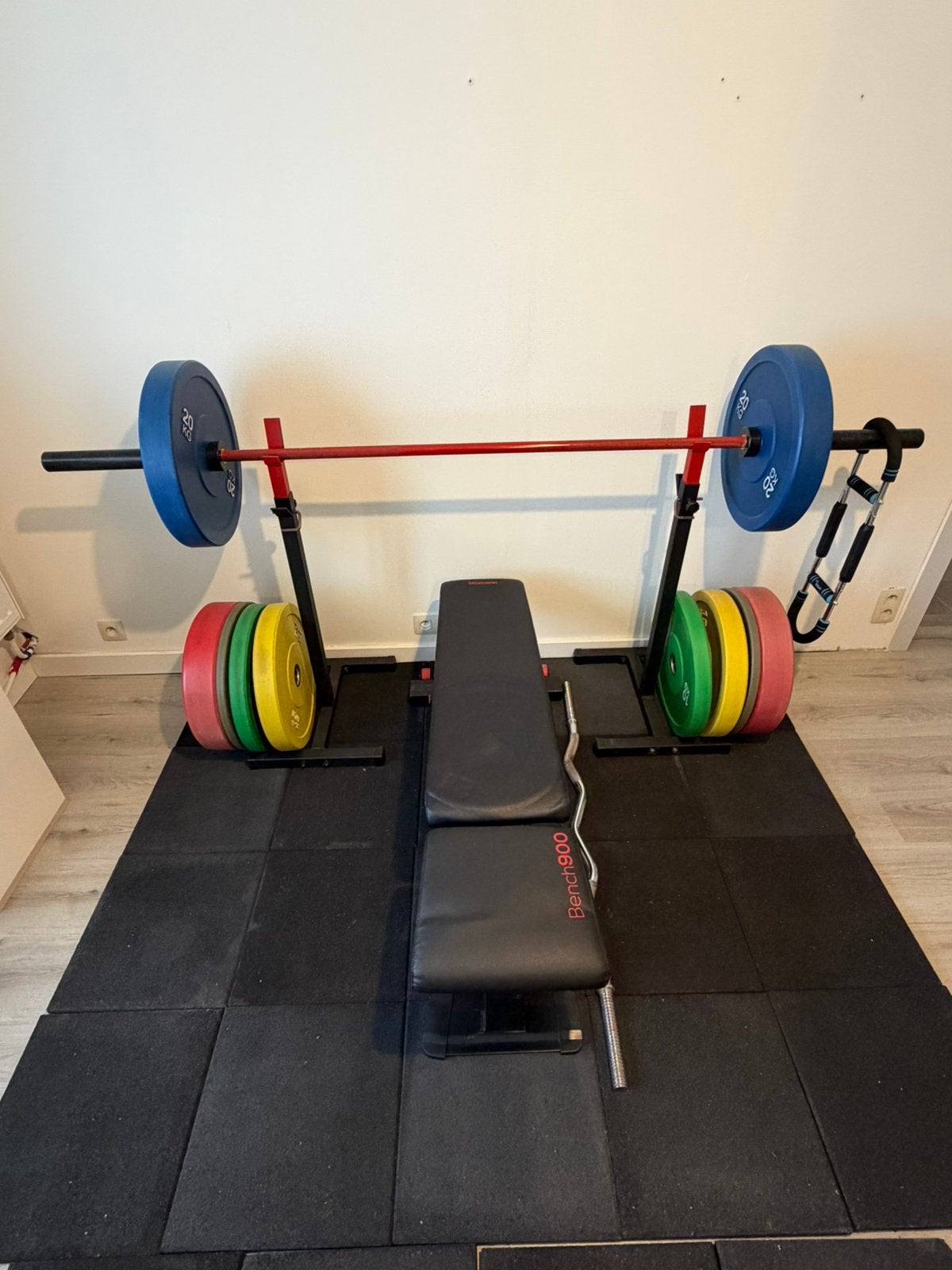 Volledige bench set., Sport en Fitness, Ophalen, Zo goed als nieuw, Armen, Fitnessbank