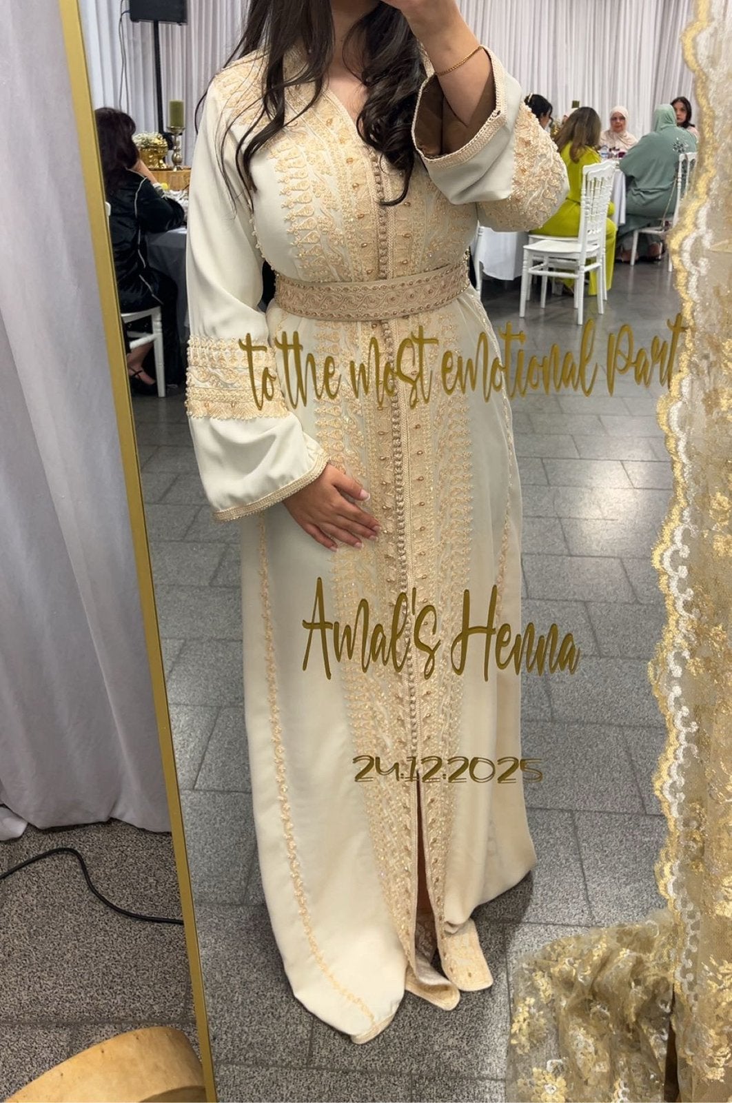 Kaftan creme t. M, Kleding | Dames, Ophalen of Verzenden, Zo goed als nieuw, Beige, Trouwpak