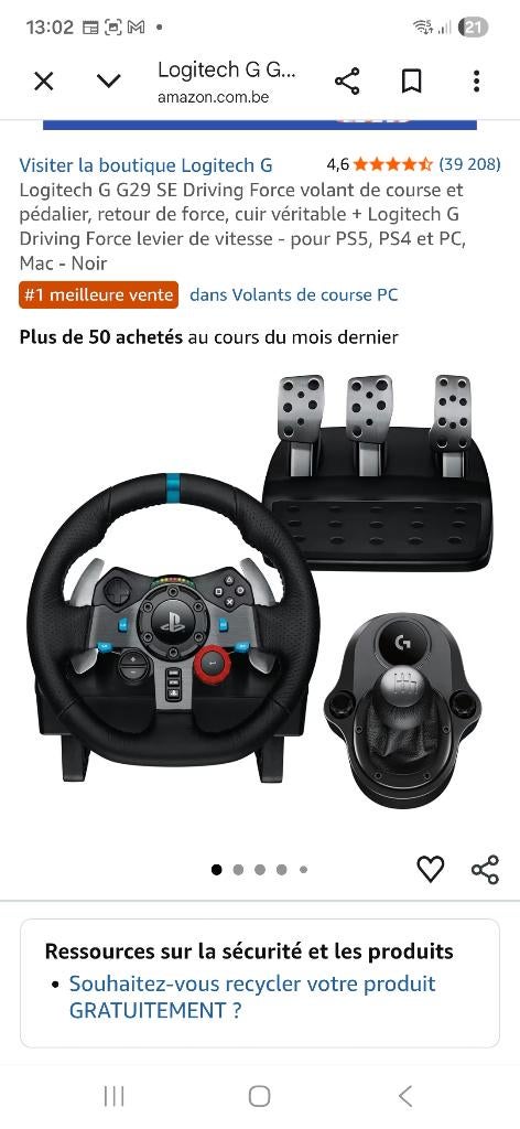 Volant pedale levier vitesse logiteck, Informatique & Logiciels, Enlèvement