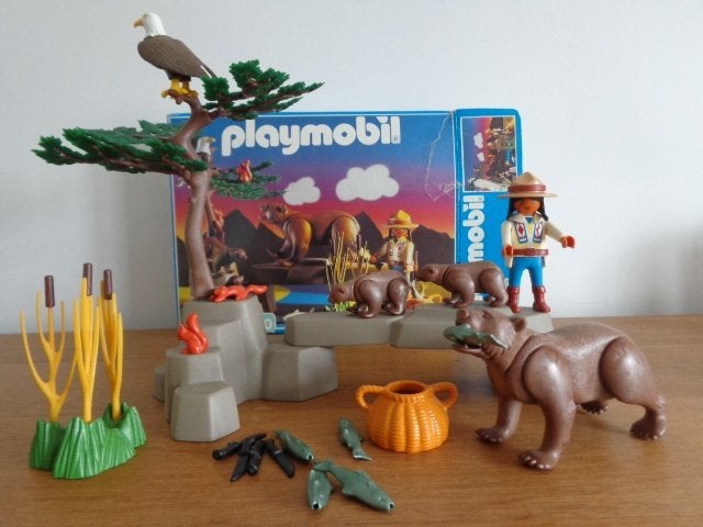 Playmobil 3830 Indienne avec ours - année 1990, Enfants & Bébés, Wild life, Enlèvement ou Envoi, Bâtiment, Comme neuf