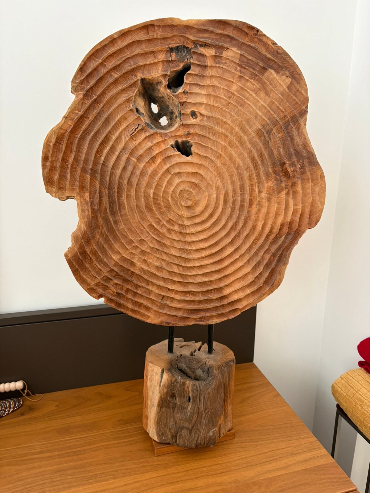 Houten schijf decoratie, Ophalen, Zo goed als nieuw, Bruin, Hout