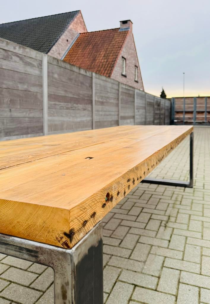 Design tafel 3X1 meter Koopje!, 100 tot 150 cm, 200 cm of meer, Zo goed als nieuw, Vijf personen of meer