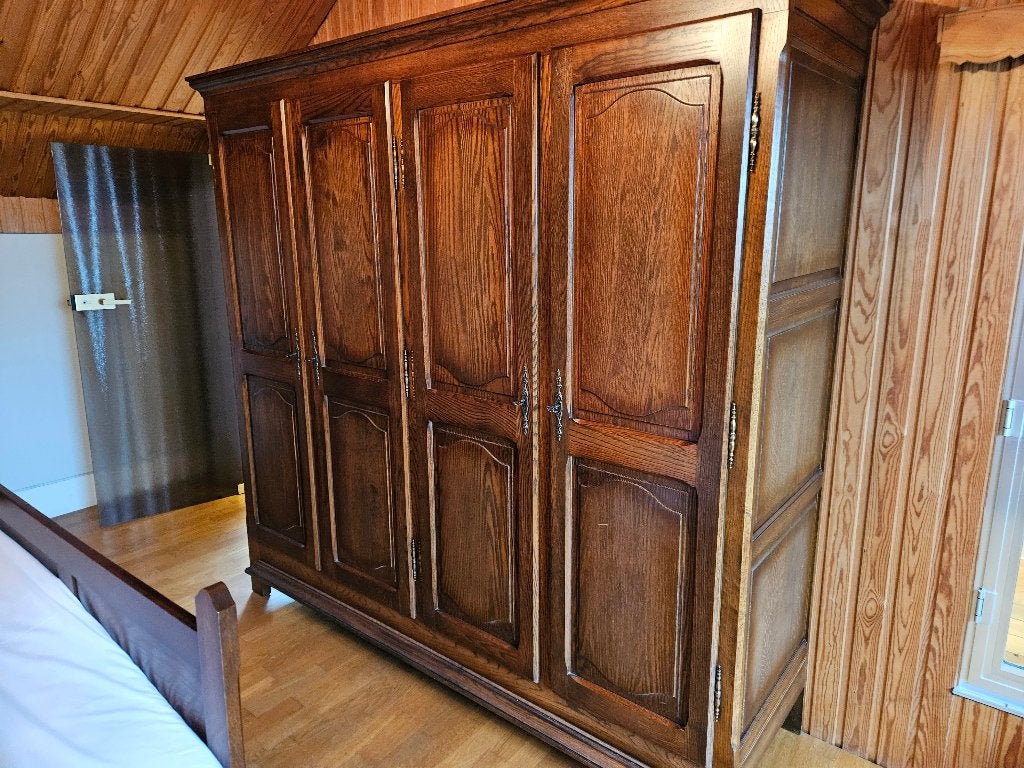 eiken kleerkast en bed, Queen size, 140 cm, Brun, Enlèvement
