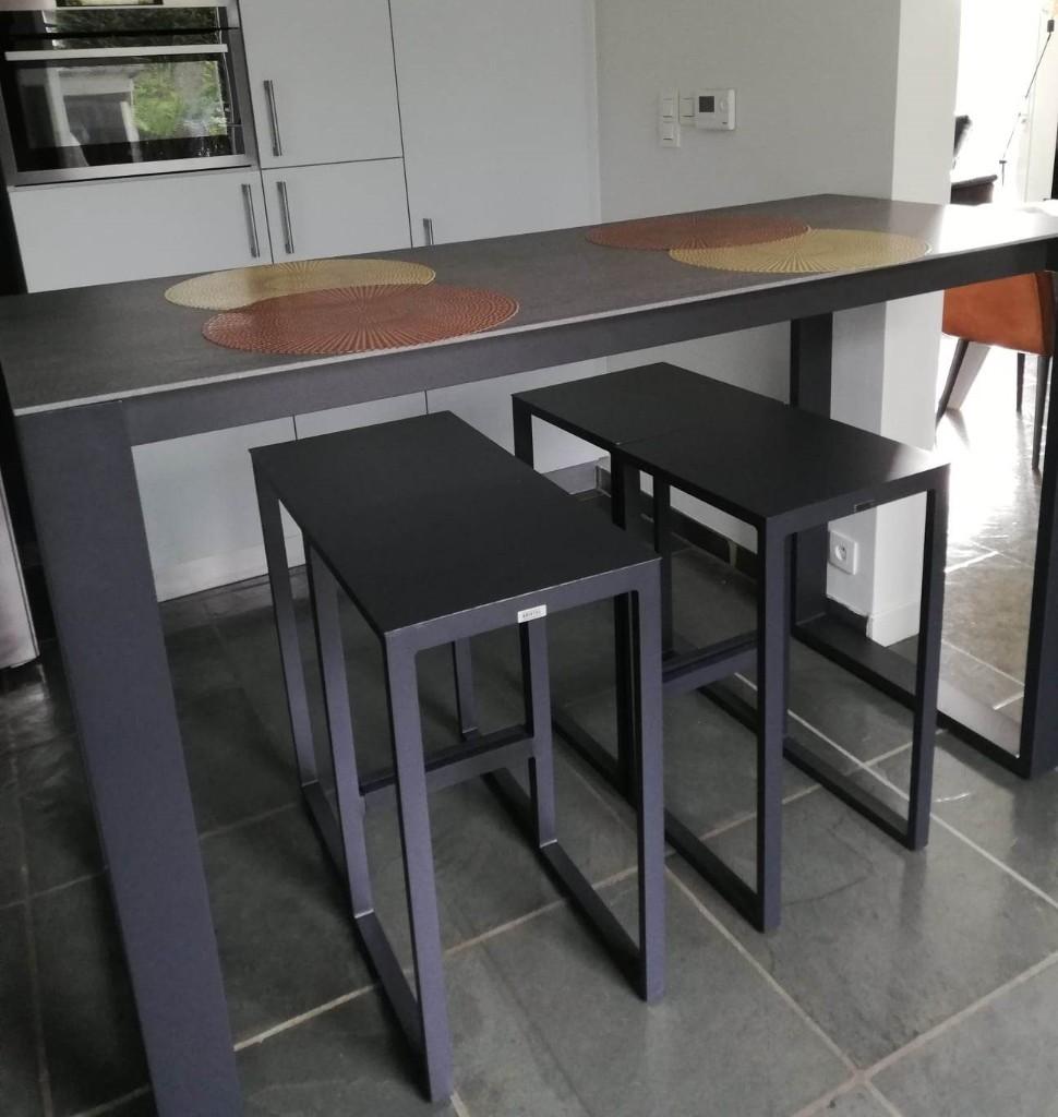 Verato tuintafel volkeramisch blad + 4 verato barstoelen, Ophalen, 4 zitplaatsen, Aluminium, Zo goed als nieuw
