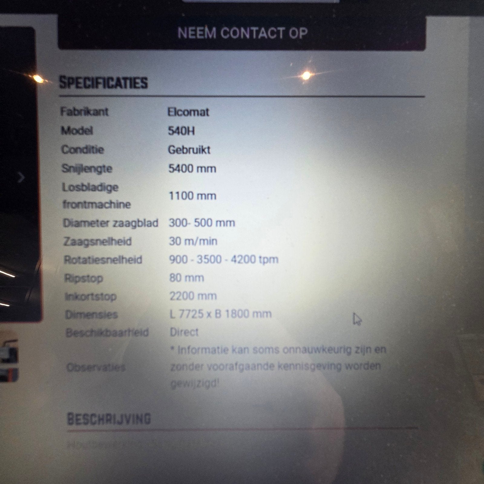 Elcon platenzaag opdeelzaag 5300mm automatisch, Zakelijke goederen, Ophalen of Verzenden