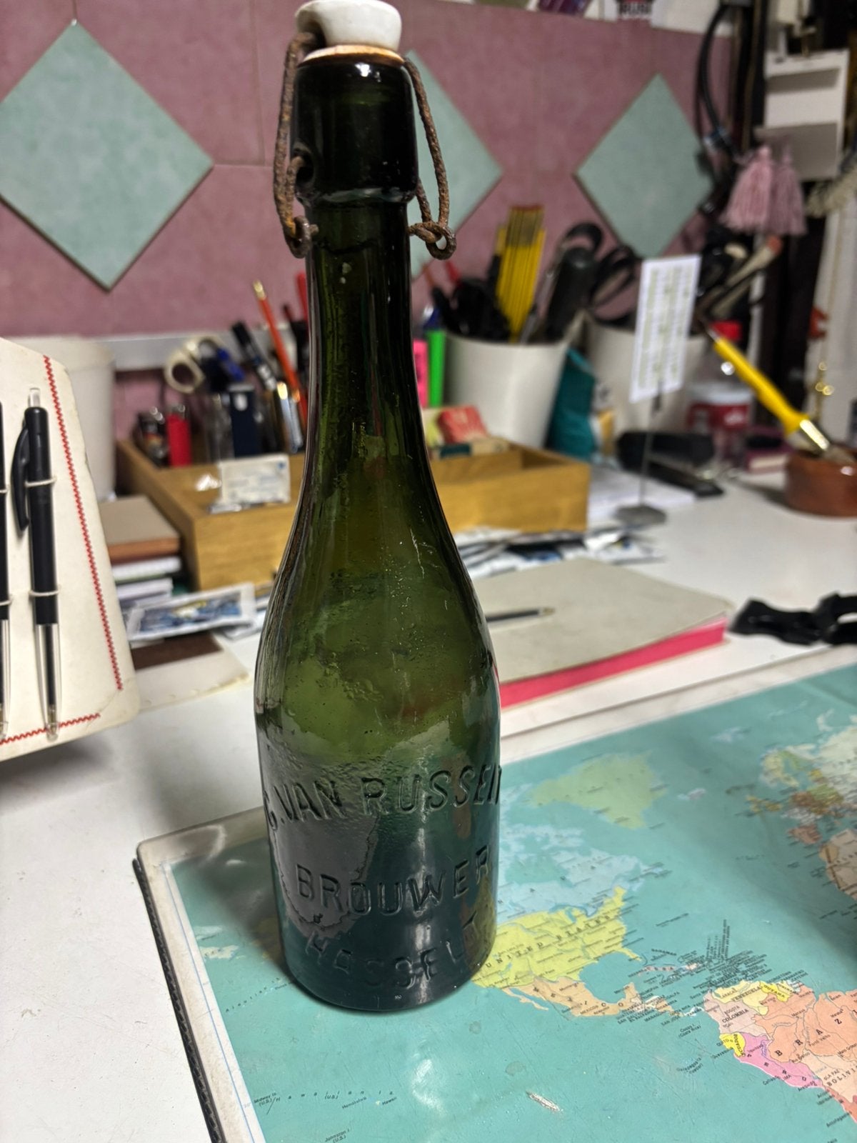 Bierfles Vanrusselt Hasselt WO 1 1915, Verzamelen, Ophalen of Verzenden, Gebruikt