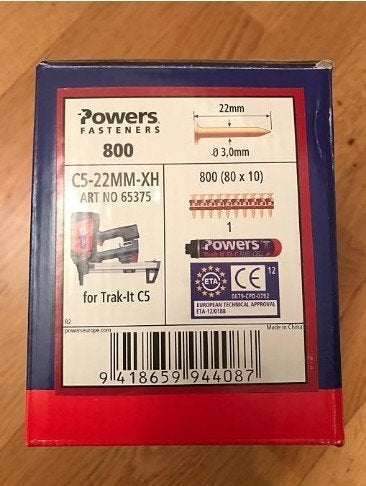 powers trak it c5 nagels, Bricolage & Construction, Quincaillerie & Fixations, Enlèvement, Neuf, Moins de 50 mm, Clous