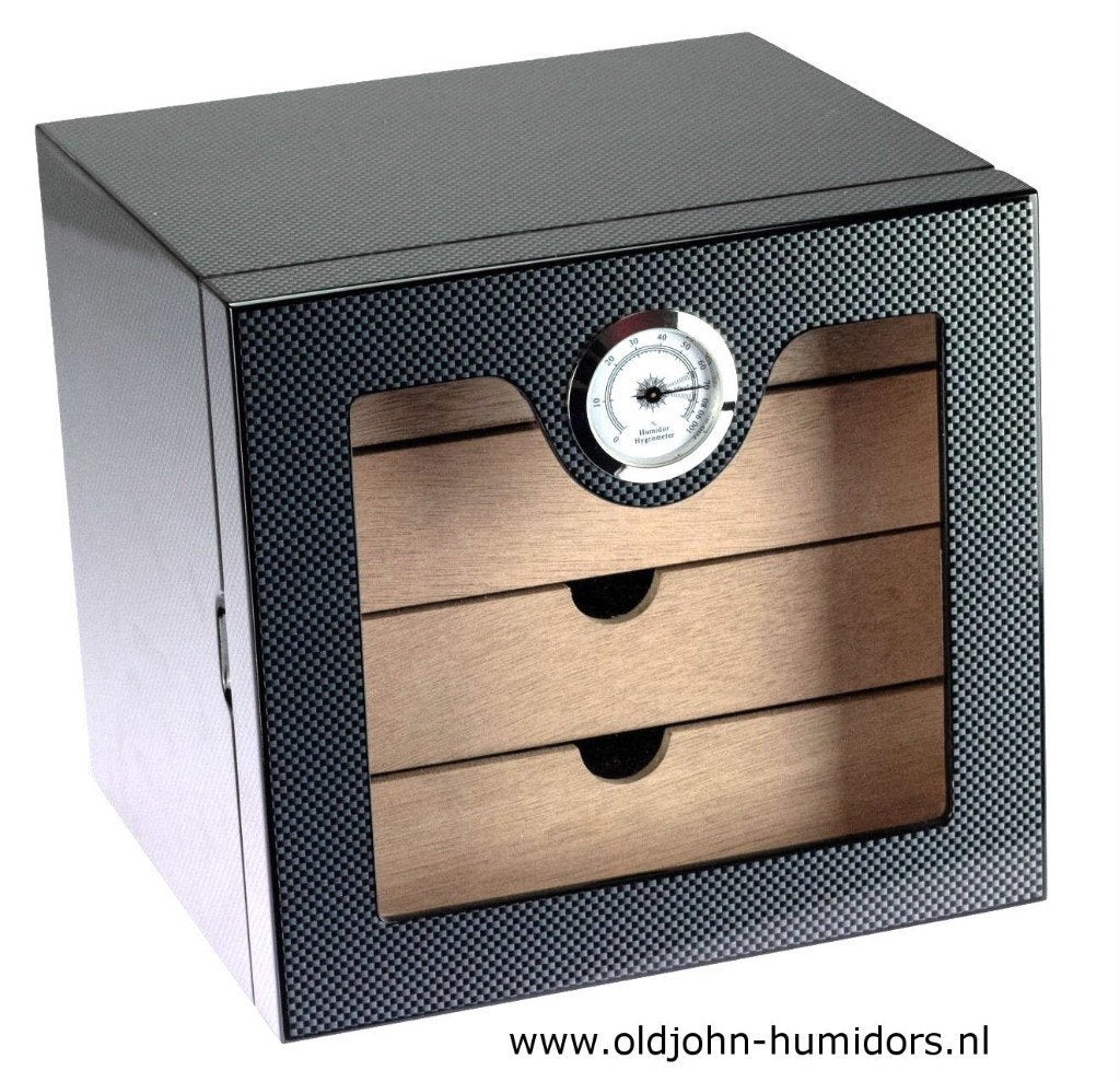 HUMIDOR KABINET 4 LADEN CARBON AFWERKING 100 SIGAREN     h84, Collections, Envoi, Neuf, Boite à tabac ou Emballage