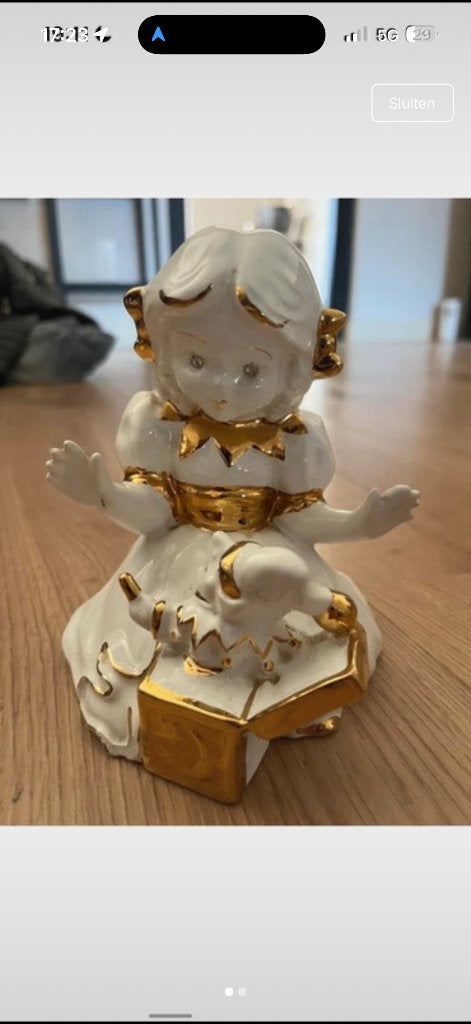 Origineel Bastiani beeldje porselein en Swarovski 14cm, Ophalen of Verzenden