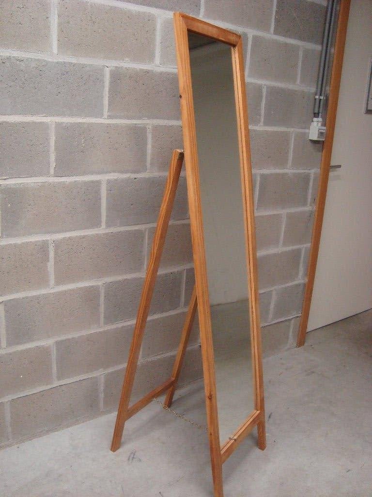 grand miroir sur pied en bois naturel, Comme neuf, Rectangulaire, Moins de 50 cm, 150 à 200 cm