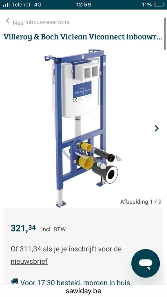 Villeroy en boch inbouwreservoir hangtoilet, Ophalen, Nieuw