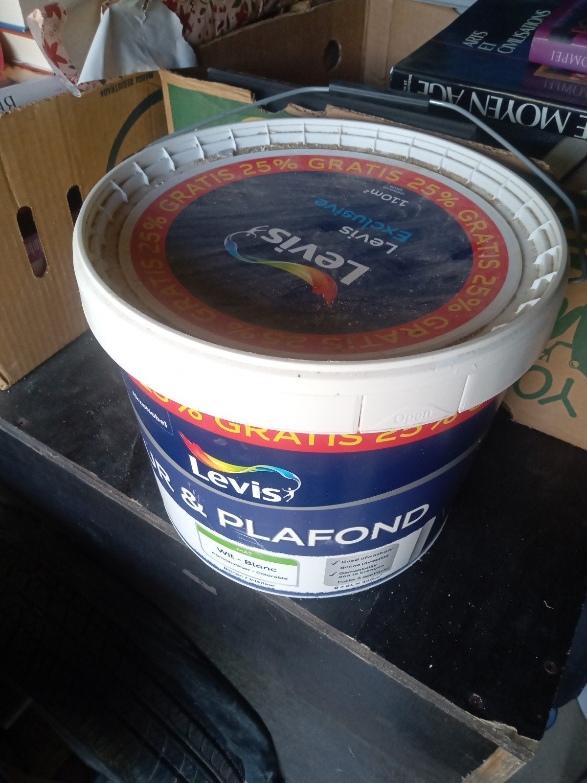 pot de peinture blanche Lévis seau de 10l, Enlèvement, Neuf, Peinture
