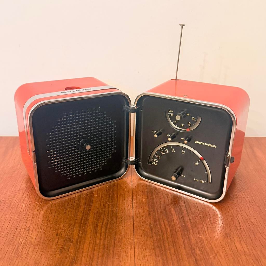 VINTAGE RADIO BRIONVEGA TS502 CUBO 1e SERIE 1964 ZELDZAAM, Antiek en Kunst, Antiek | Tv's en Audio, Verzenden