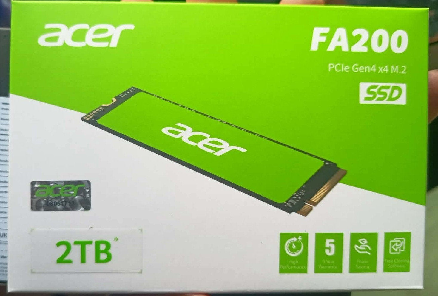 SSD M.2 Acer FA200 2TB Gen 4 NVMe PCIe 4.0 NIEUW VERZEGELD, Computers en Software, Harde schijven, Intern, SSD, Nieuw, Overige aansluitingen