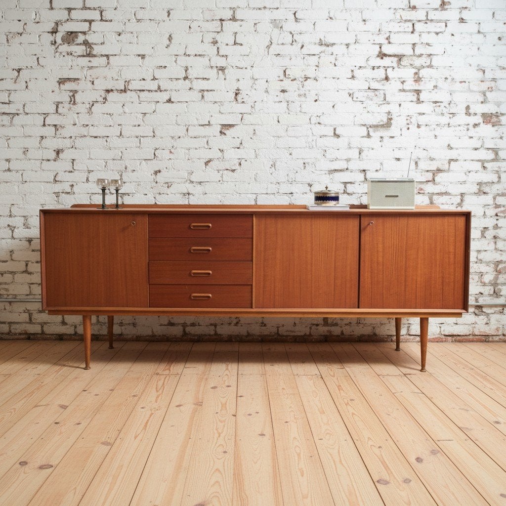 Enfilade dressoir scandinave teck années 60, Maison & Meubles, Armoires | Buffets, Utilisé, Moins de 100 cm, 200 cm ou plus, 25 à 50 cm