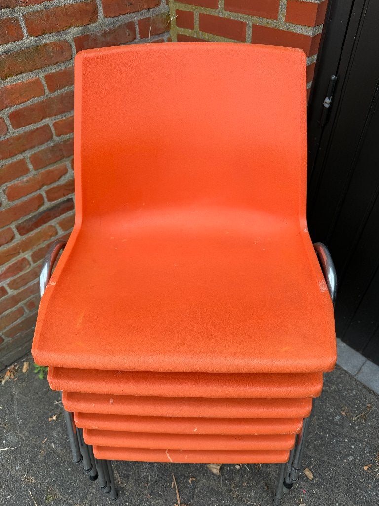 Oranje stoelen retro-vintage, Huis en Inrichting, Stoelen, Ophalen, Overige kleuren, Zo goed als nieuw, Retro vintage