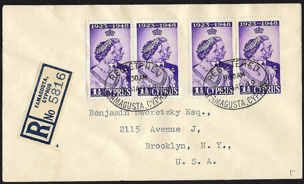 1949 - CYPRUS - Envelop + Huwelijksverjaardag [Y&T 149], Verzenden, Gestempeld
