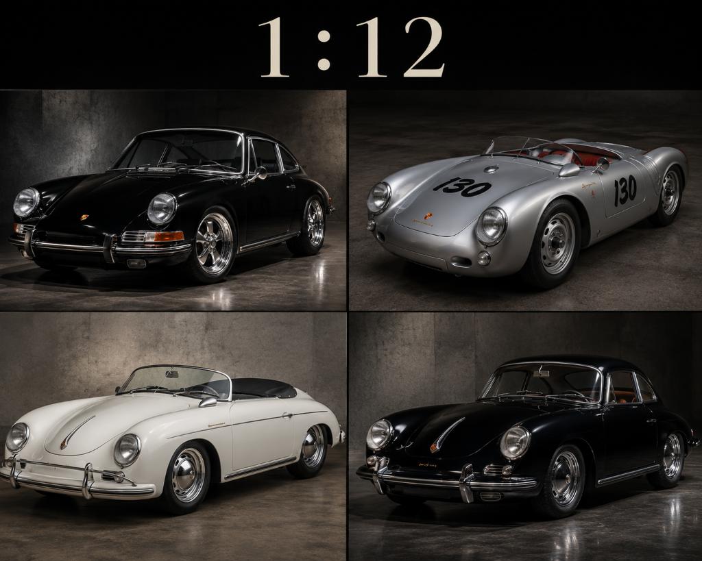 Mooie collectie luchtgekoelde Porsches op schaal 1:12, Enlèvement ou Envoi, Neuf, 1:9 à 1:12, Voiture