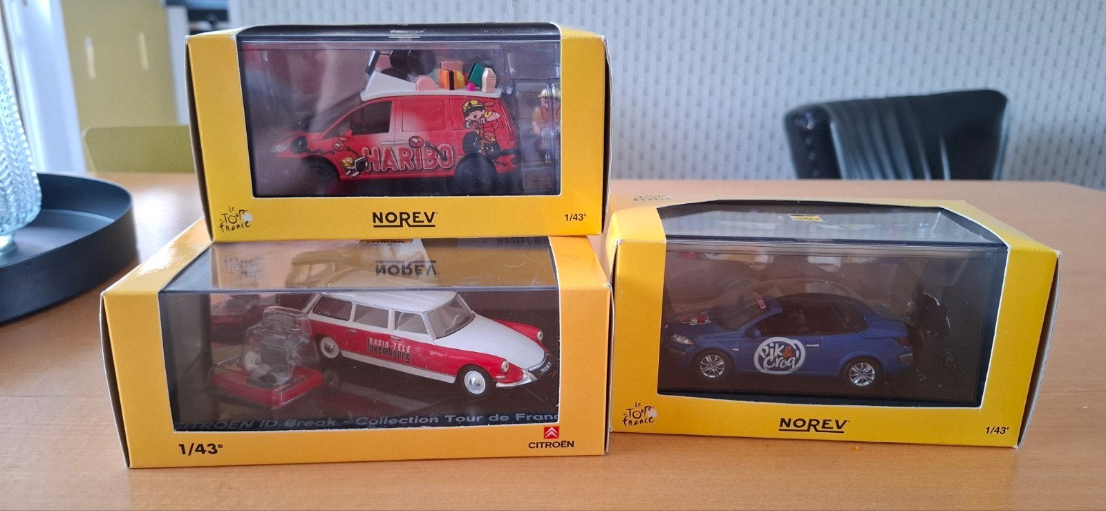 3 miniatuur auto´s tour de france 1/43, Hobby en Vrije tijd, Modelauto's | 1:43, Ophalen of Verzenden, Nieuw, Auto, Norev