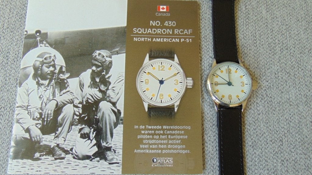 Piloten horloge Squadron No 430 RCAF P51 - WO II, Montre-bracelet, Autres marques, Enlèvement ou Envoi, Cuir