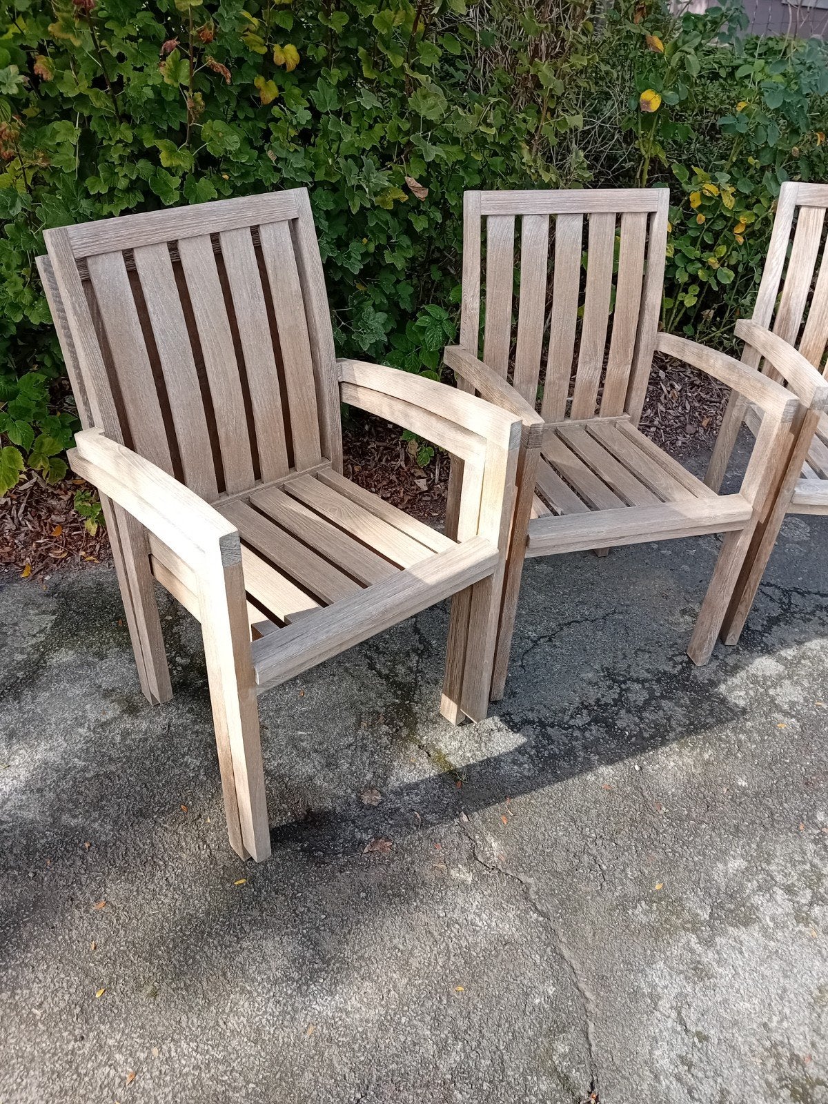 4 Tuinstoelen teak, Ophalen, Stapelbaar