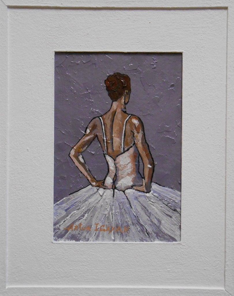 « Ballerine », Antiquités & Art, Textile, Peinture à l'huile, Portrait, Passe-partout
